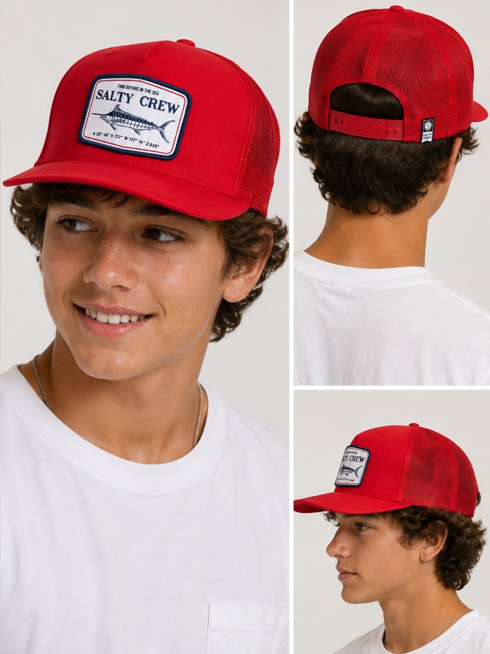 NWT Salty Crew Men's Red Patch Trucker Hat